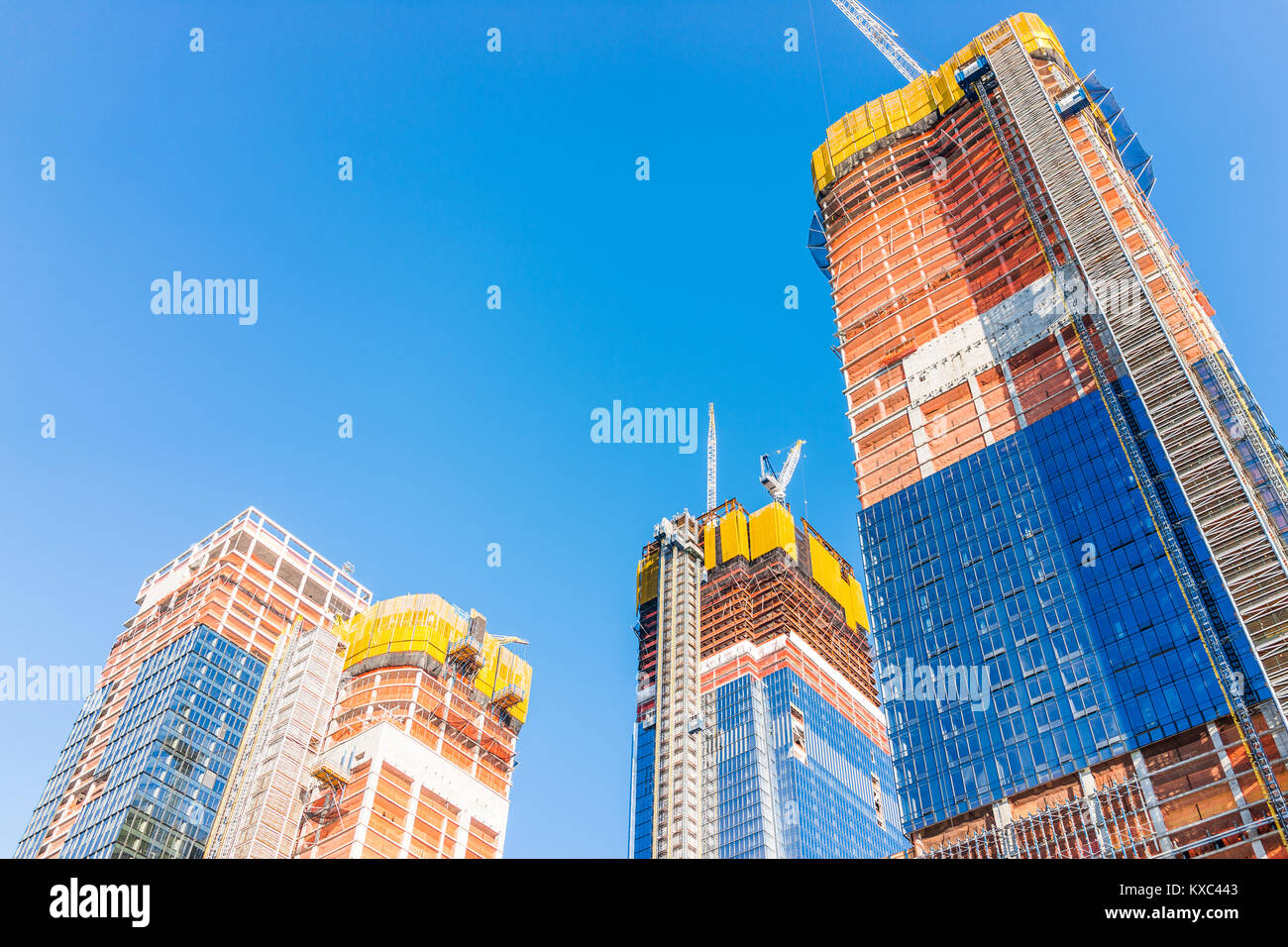 New York City, USA - October 27, 2017: Construction development at the Hudson Yards in Manhattan, NYC, on Chelsea West Side of residential apartments, Stock Photo