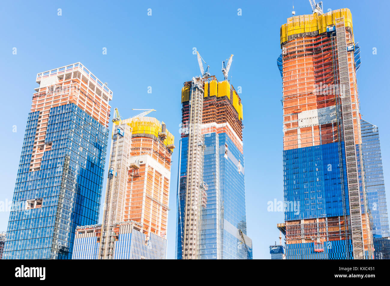 New York City, USA - October 27, 2017: Construction development at the Hudson Yards in Manhattan, NYC, on Chelsea West Side of residential apartments, Stock Photo