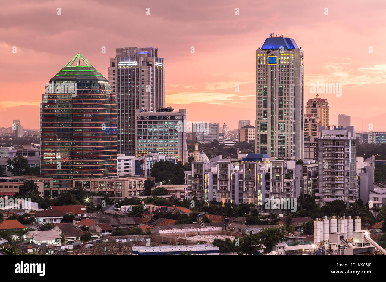 Aerial view of the modern Jakarta South Business district and luxury