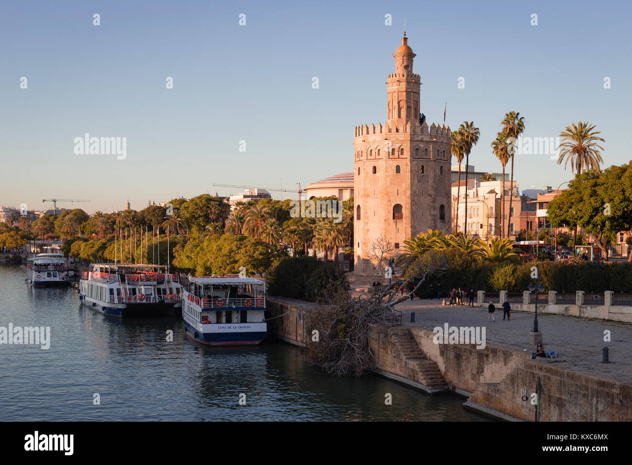 Torre del Oro and Guadalquivir river, Seville, Andalusia, Spain. Stock Photo