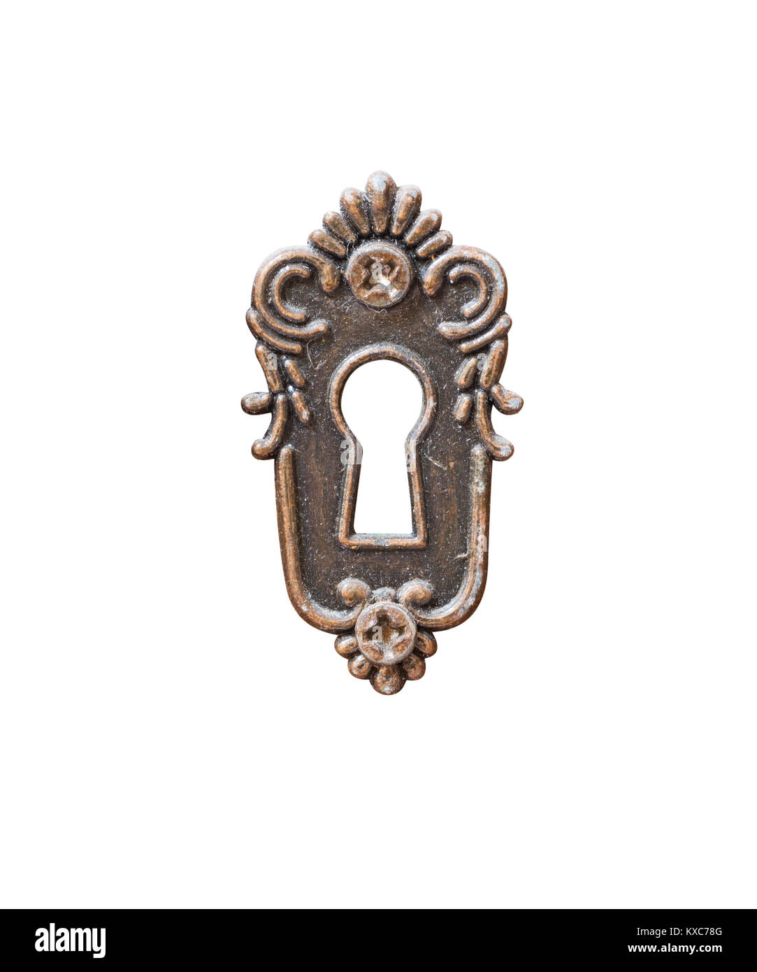 vintage key hole in white isolated graphic element Stock Photo - Alamy
