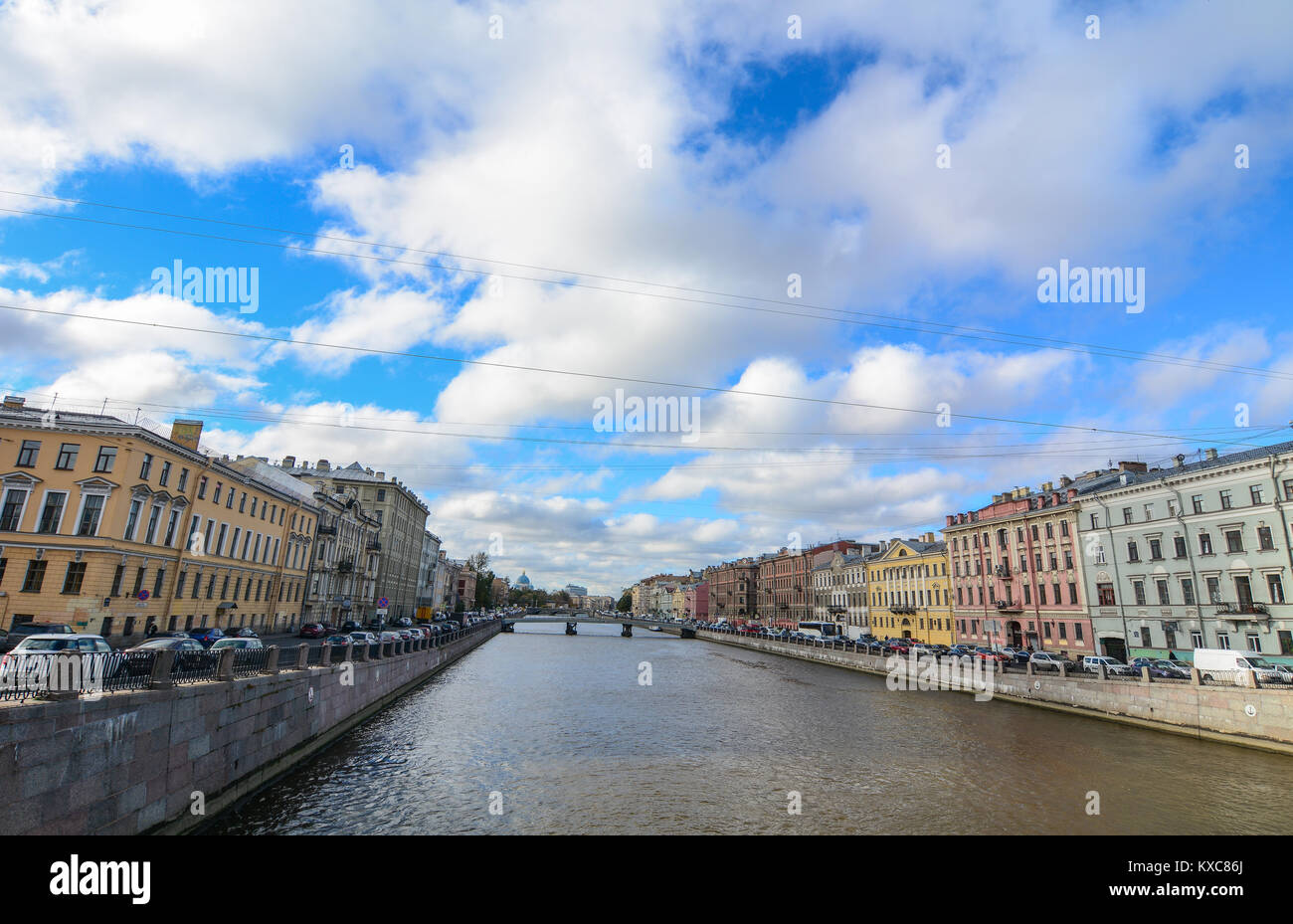 St Petersburg, Russia - Oct 7, 2016. Old buildings with Kryukov Canal in Saint Petersburg, Russia. Saint Petersburg has a significant historical and c Stock Photo