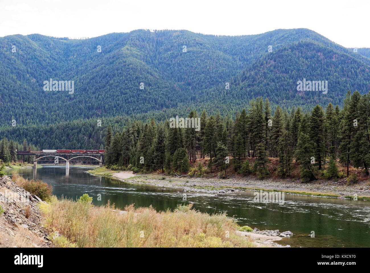 Scenic highway heading towards the National Bison Range, Montana Stock Photo