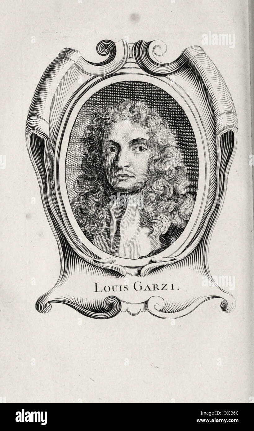 Portrait of painter Luigi Garzi French engraving 18h century Stock