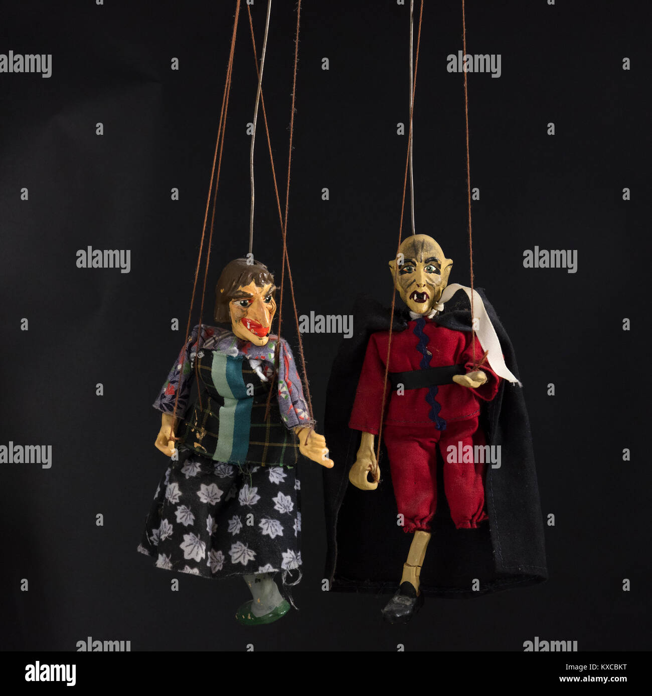 Scary Puppets, Dracula/Nosferatu and Witch, Czech Republic Stock Photo