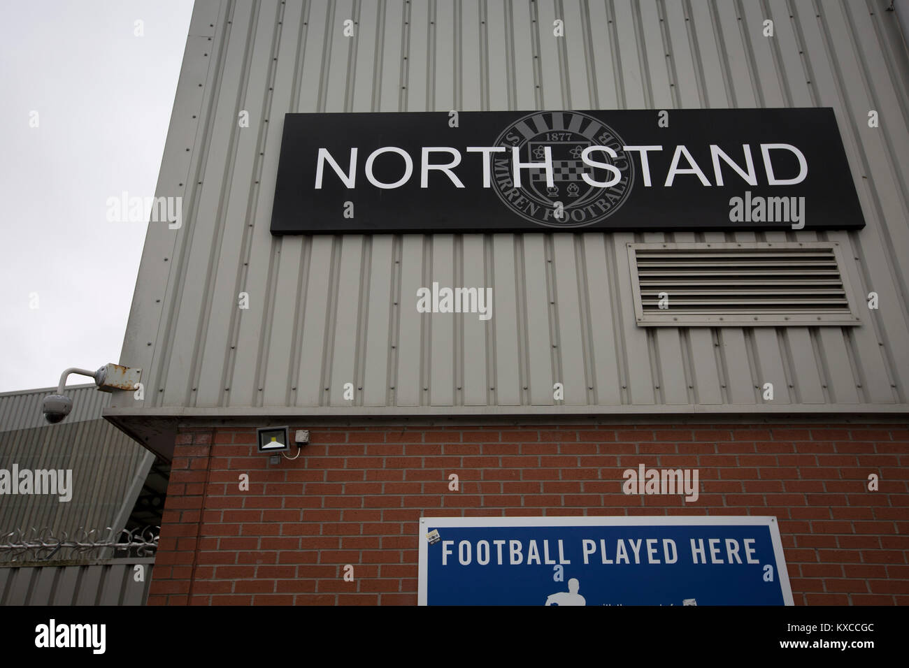 The North Stand of the Paisley2021 Stadium, pictured before Scottish Championship side St Mirren played Welsh champions The New Saints in the semi-final of the Scottish Challenge Cup for the right to meet Dundee United in the final. The competition was expanded for the 2016-17 season to include four clubs from Wales and Northern Ireland as well as Scottish Premier under-20 teams. Despite trailing at half-time, St Mirren won the match 4-1 watched by a crowd of 2044, including 75 away fans. Stock Photo