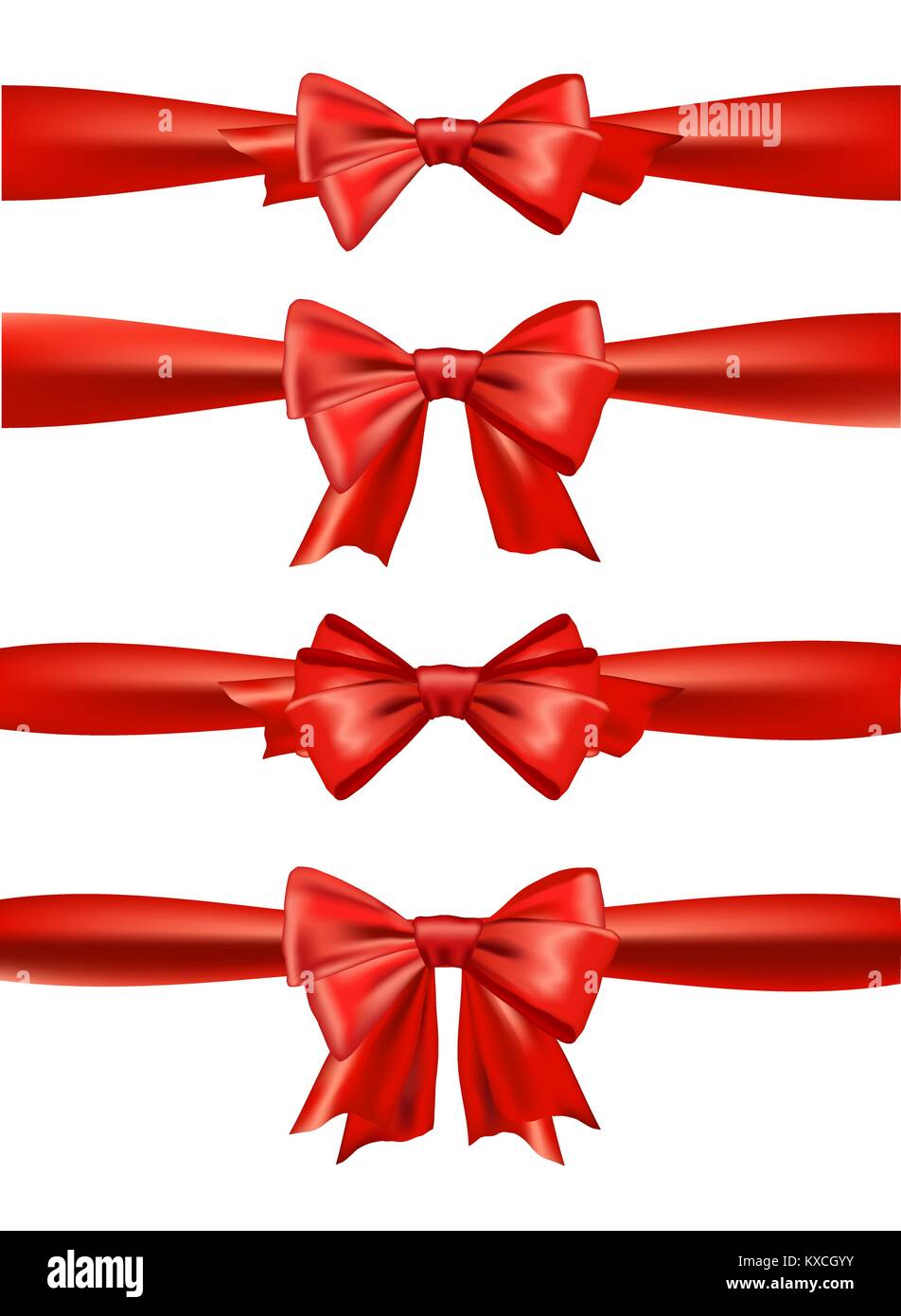 Set of red satin bows. Vector ribbons for gift Stock Vector Image & Art ...