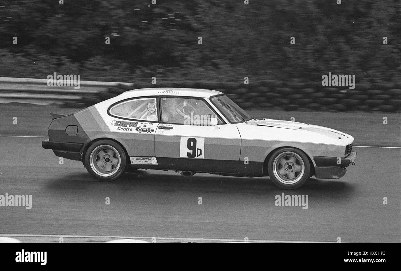 side on shot of a racing Ford Capri taken at oulton park on 29th august 1992 Stock Photo