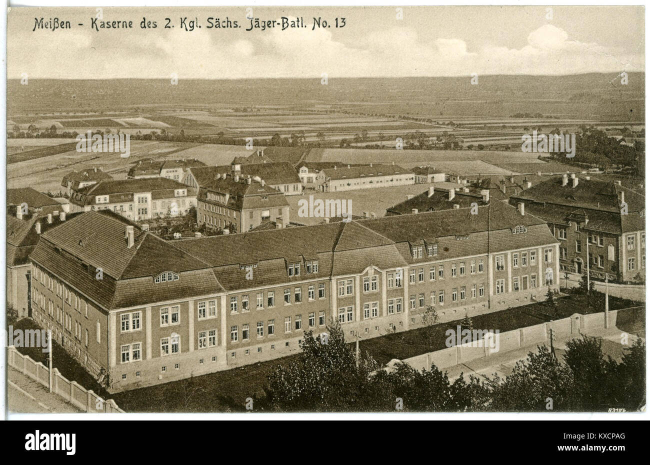 20361-Meißen-1917-Kaserne des 2. Königlich Sächsischen Jäger-Bataillon Nr. 13-Brück & Sohn Kunstverlag Stock Photo