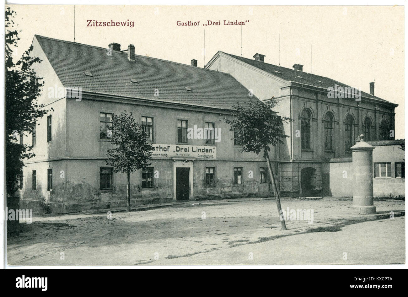 20650-Zitzschewig-1917-Gasthof 'Drei Linden'-Brück & Sohn Kunstverlag Stock Photo