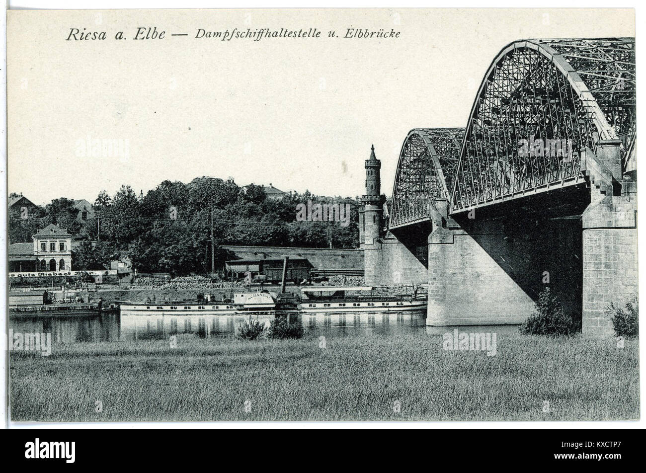 21741-Riesa-1920-Dampfschiffhaltestelle mit Dampfer-Brück & Sohn Kunstverlag Stock Photo