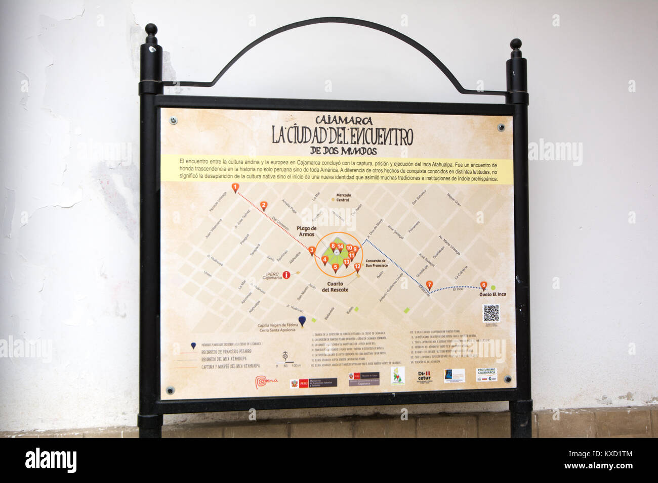 Tourist street map of Cajamarca city in Northern Peru Stock Photo - Alamy