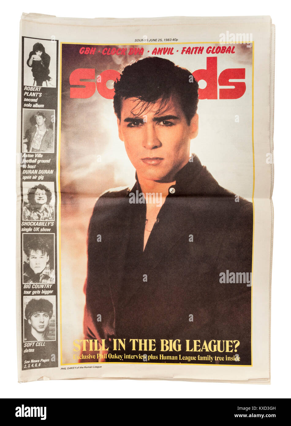 British 'Sounds' weekly music newspaper from 25th June 1983, featuring Phil Oakey from The Human League on the front cover. Stock Photo