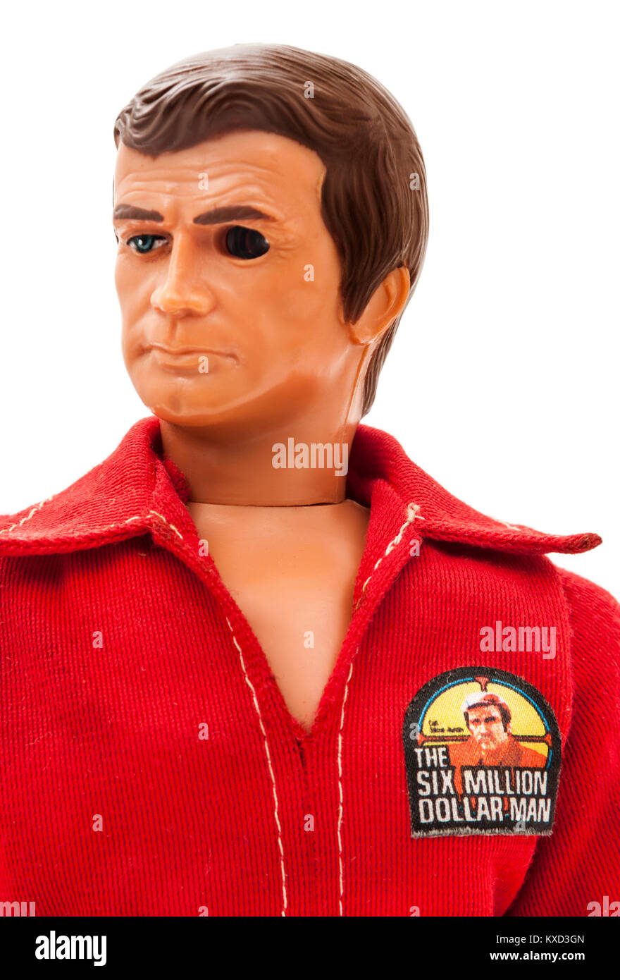 Steve Austin, the Six Million Dollar Man with bionic arm and eye (Kenner Products, 1975) from the popular TV series Stock Photo