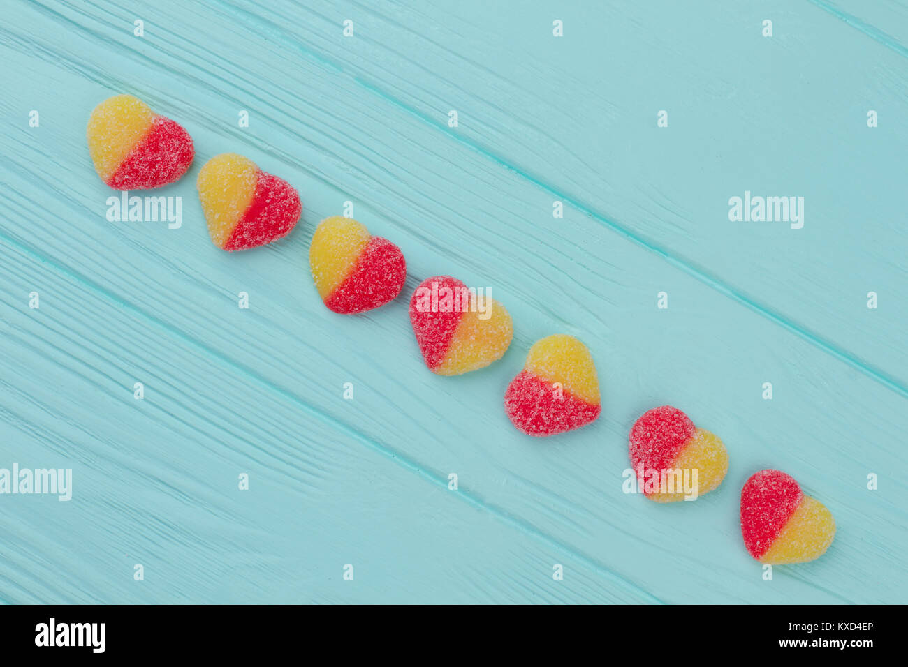 Colorful heart shaped candies. Stock Photo