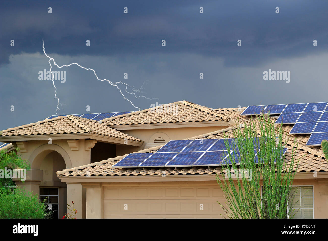 Solar Panel Lightning strike Stock Photo Alamy