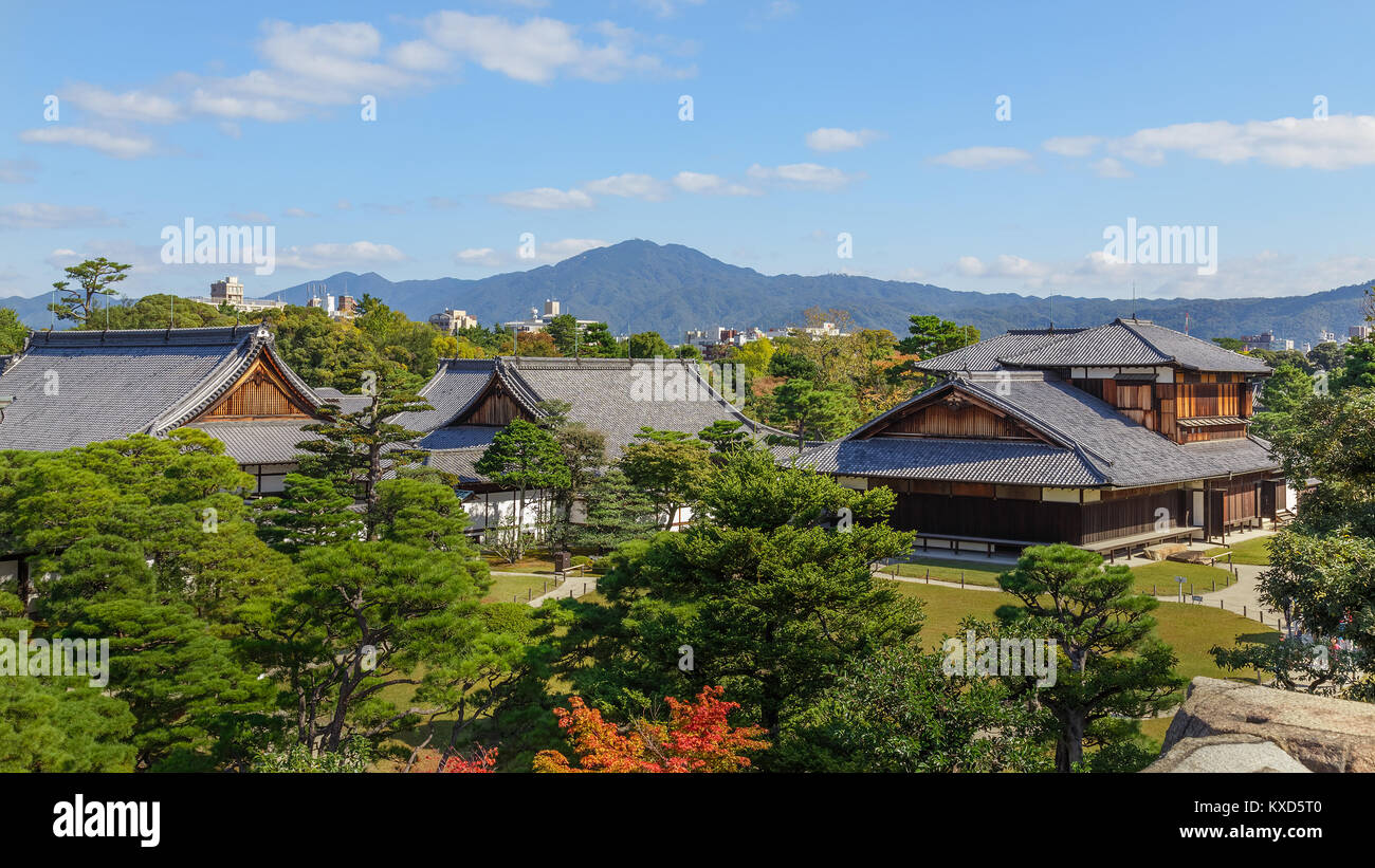 Nijo Castle in Kyoto, Japan  KYOTO, JAPAN - OCTOBER 23: Nijo Castle  in Kyoto, Japan on October 23, 2014. A flatland castle, one of the seventeen asse Stock Photo