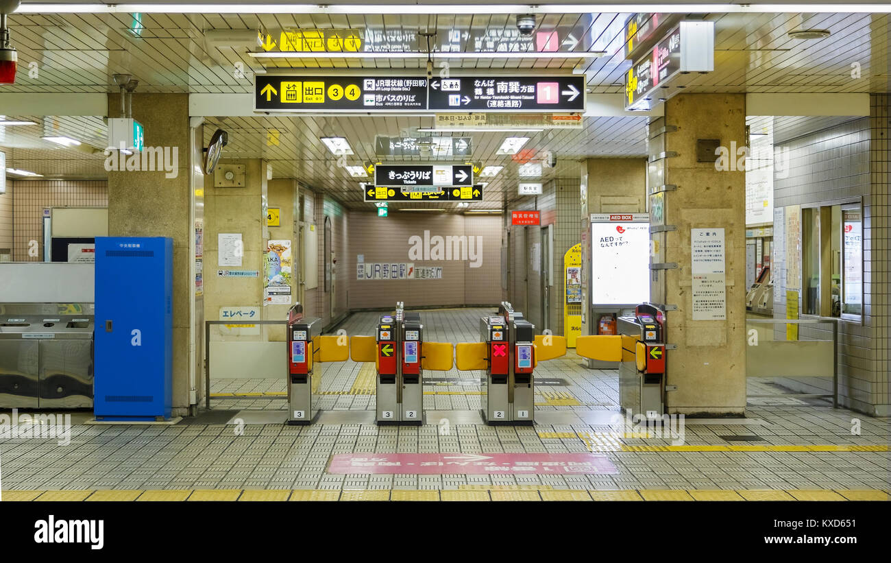OSAKA, JAPAN OCTOBER 24 Osaka Municipal Subway in Osaka, Japan