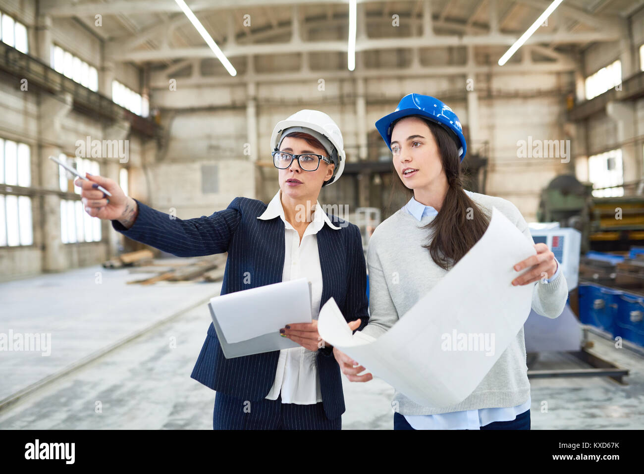 Female Engineers at Factory Stock Photo - Alamy