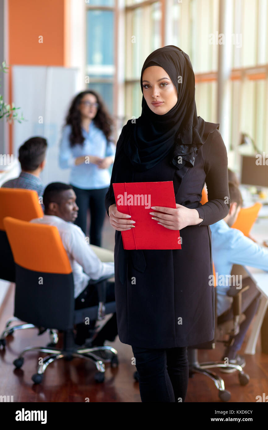 beautiful modern Muslim businesswoman portrait in office Stock Photo ...