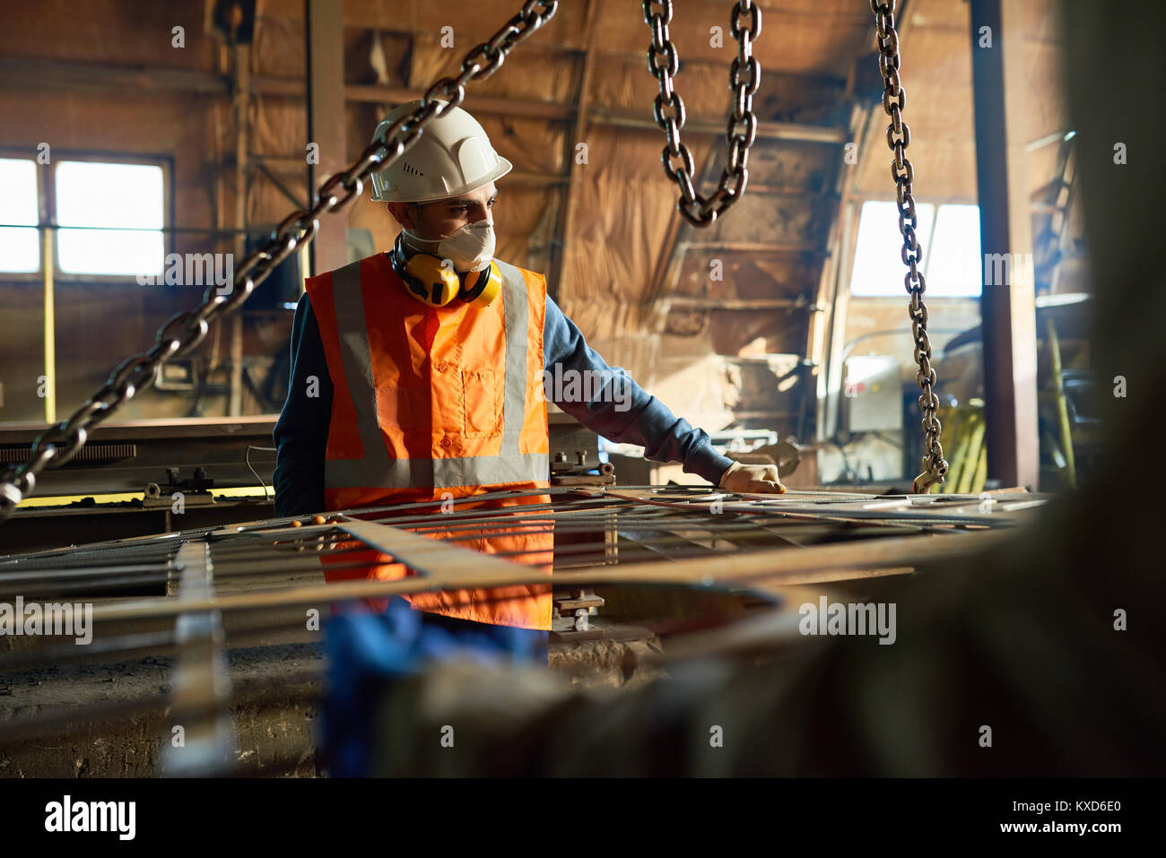 Lifting Sheet Metal with Crane Stock Photo Alamy