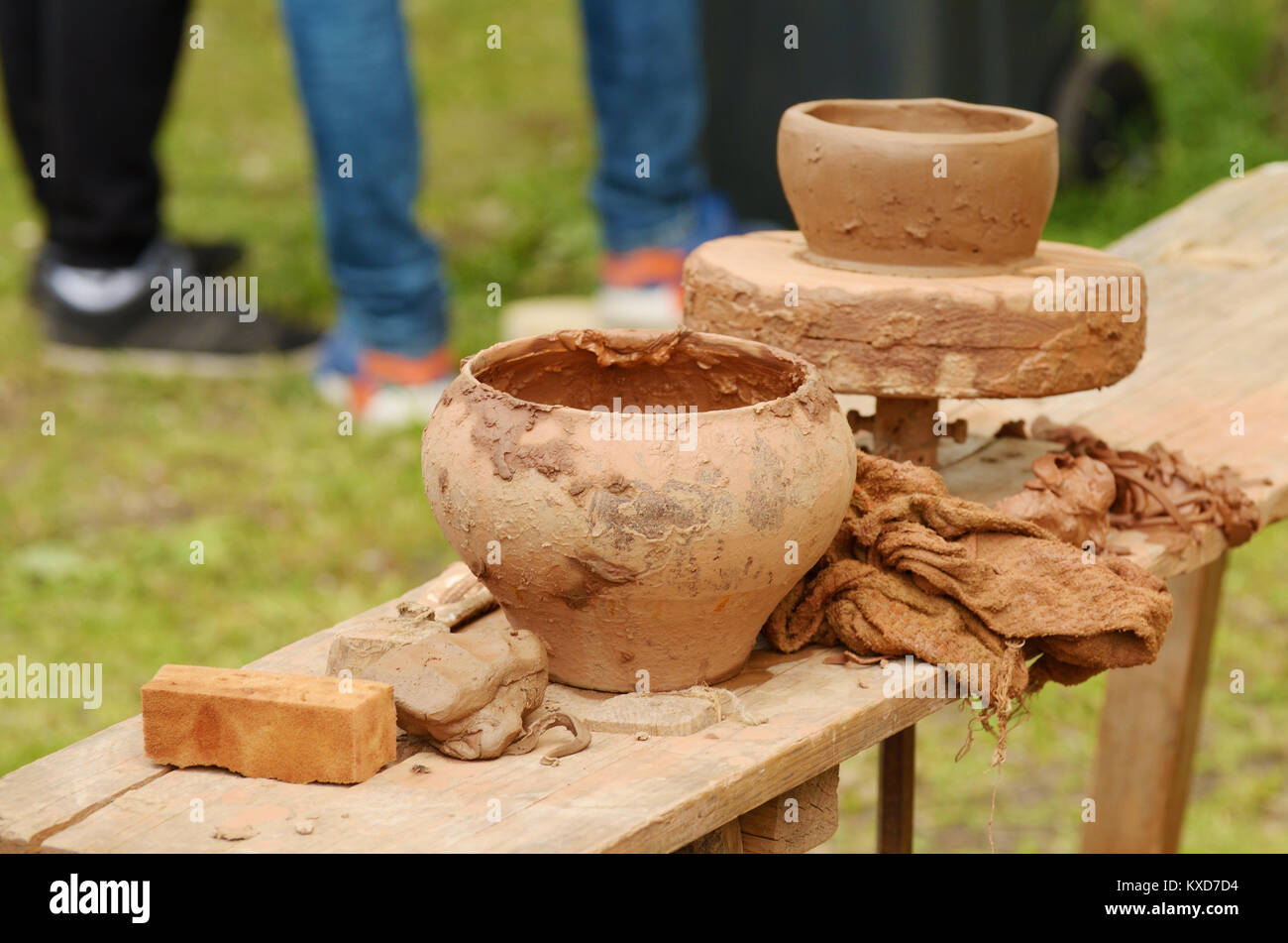 Artisanal pottery.made utensils for food from clay Stock Photo Alamy