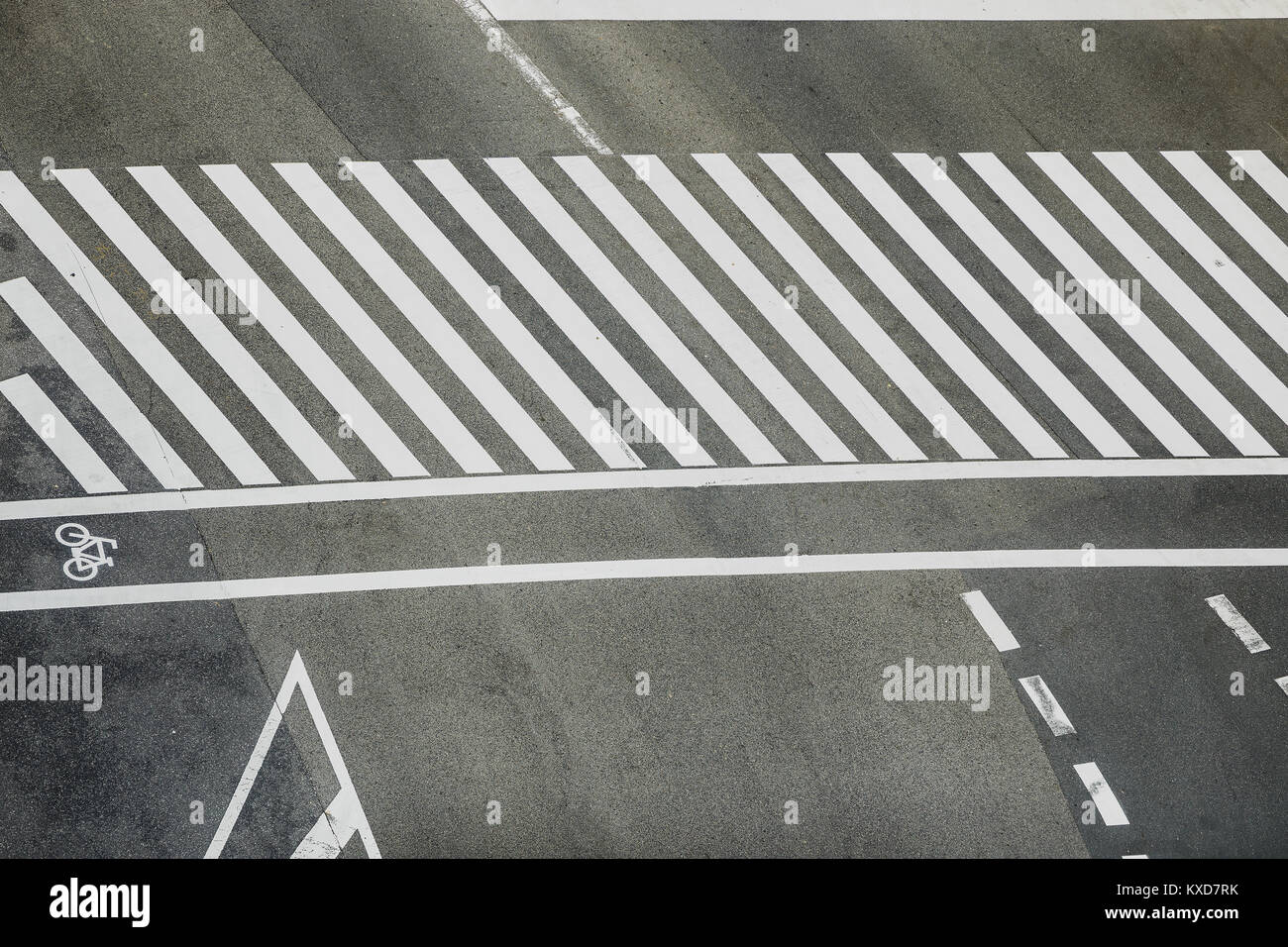 Pedestrian crossing with road markings Stock Photo