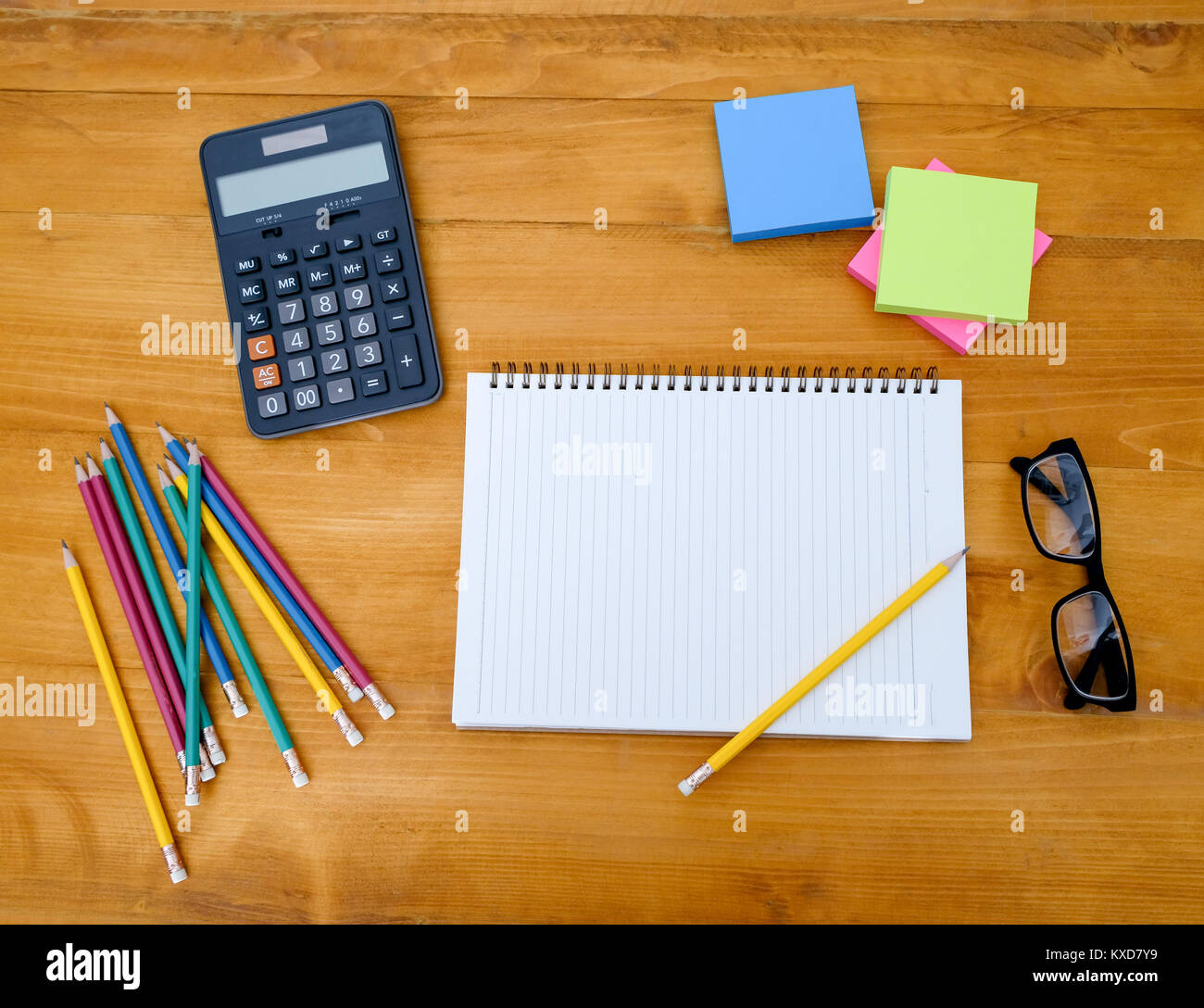 Homework Paper Top View book top view Homework School notebook ready for adding text or mockup ...