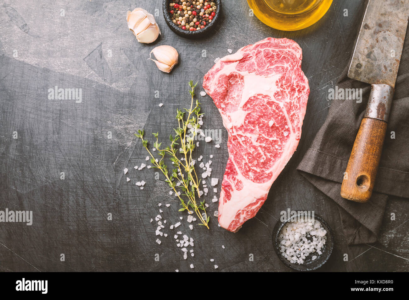 Raw Ribeye Steak Stock Photo Alamy