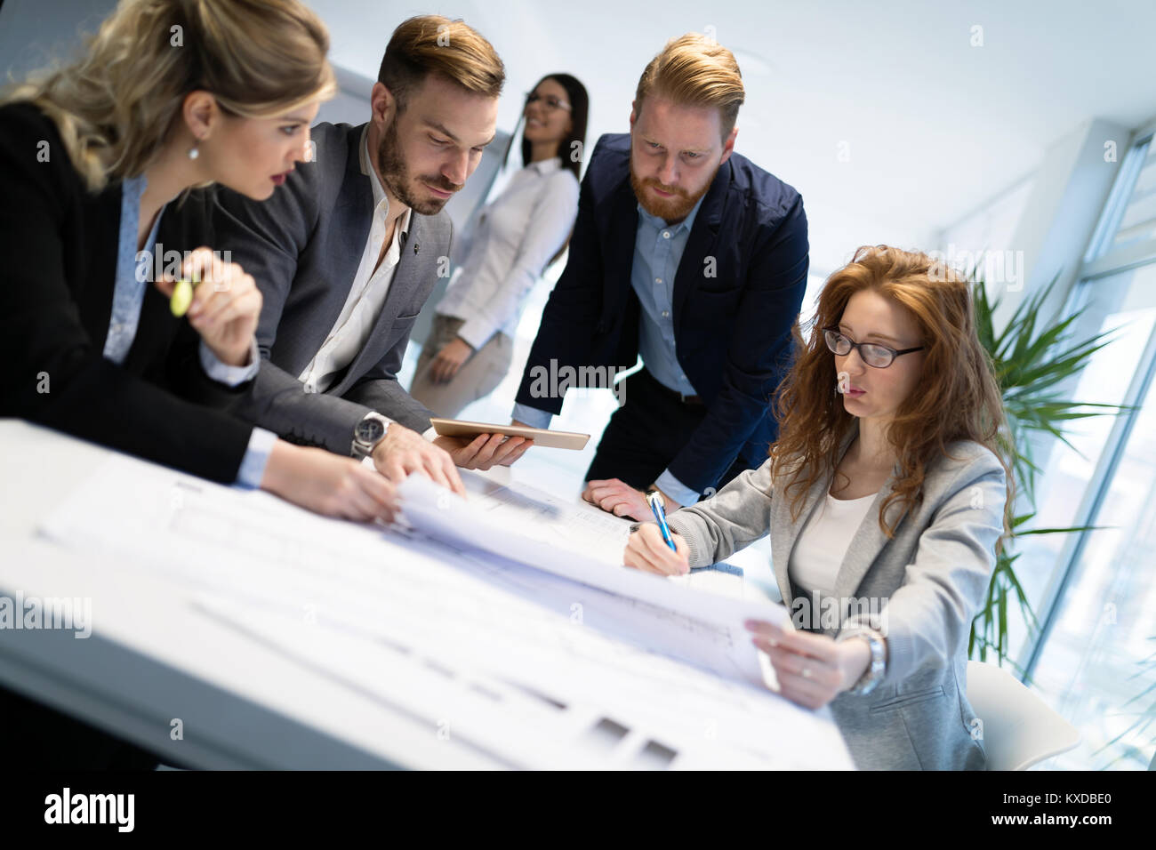 Group of architects working on business meeting Stock Photo