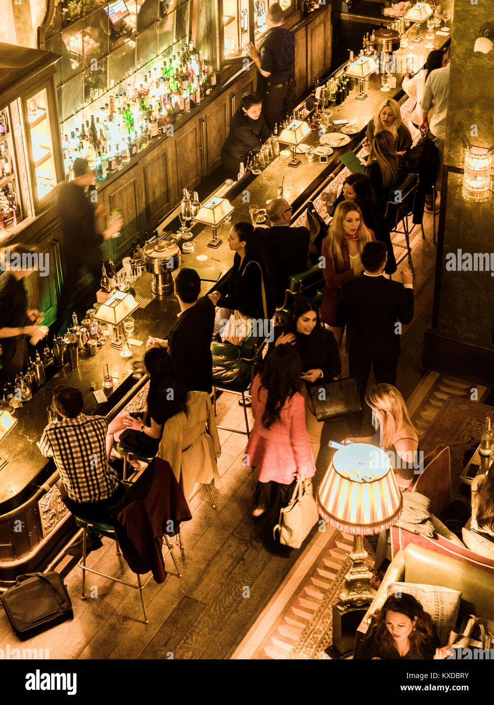 People In Bar Room At Beekman Hotel New York Usa Stock
