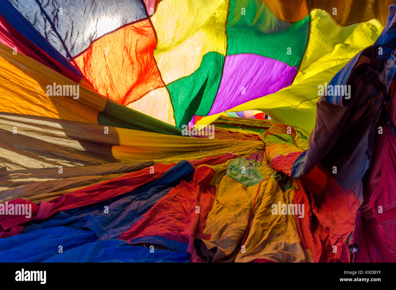 colorful inside of hot air balloon Stock Photo