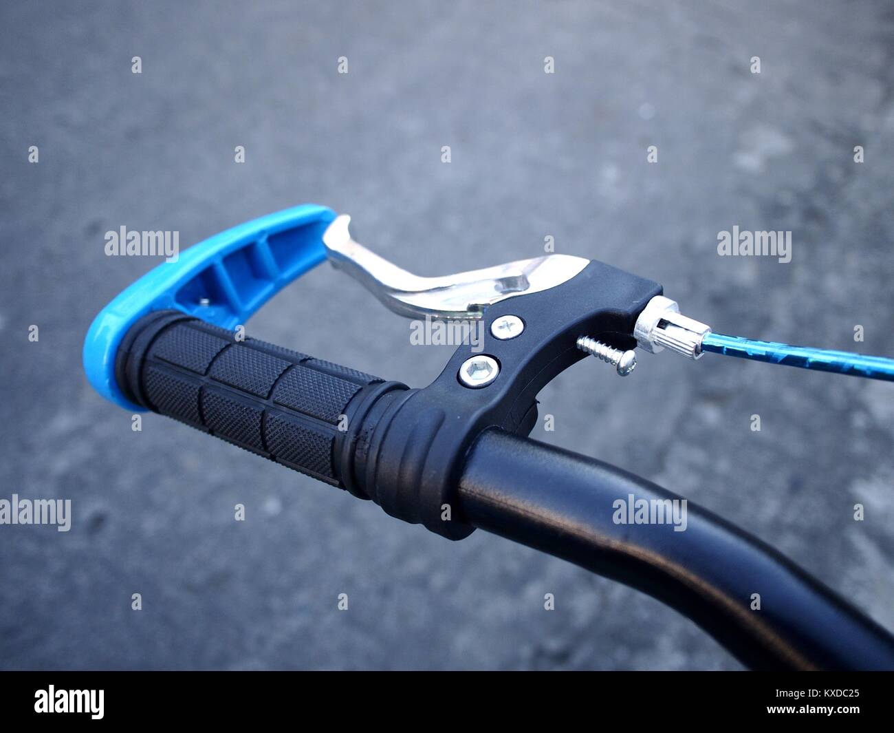 Photo of a handle bar and brake lever of a bicycle Stock Photo Alamy