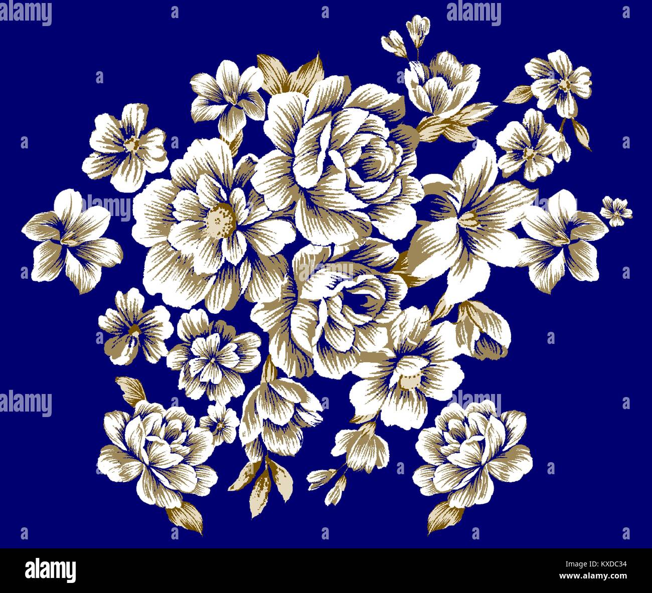 vector illustration pattern art drawing flower leaves floral drawing