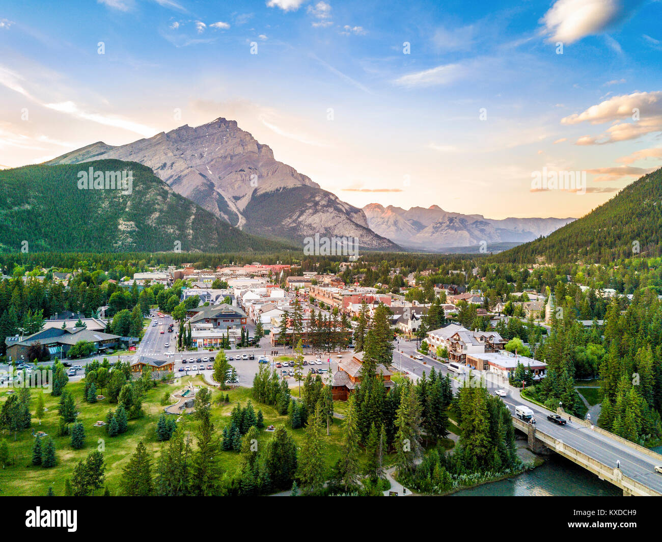 Cityscape of Banff in canadian Rocky Mountains,Alberta,Canada Stock Photo