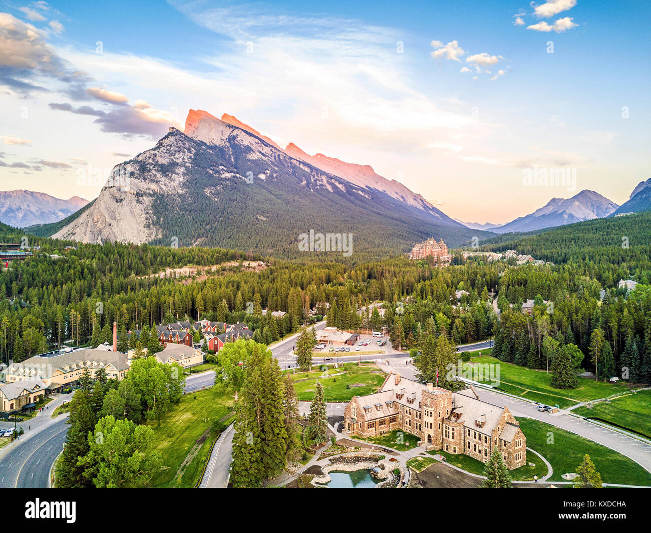Cityscape of Banff in canadian Rocky Mountains,Alberta,Canada Stock Photo