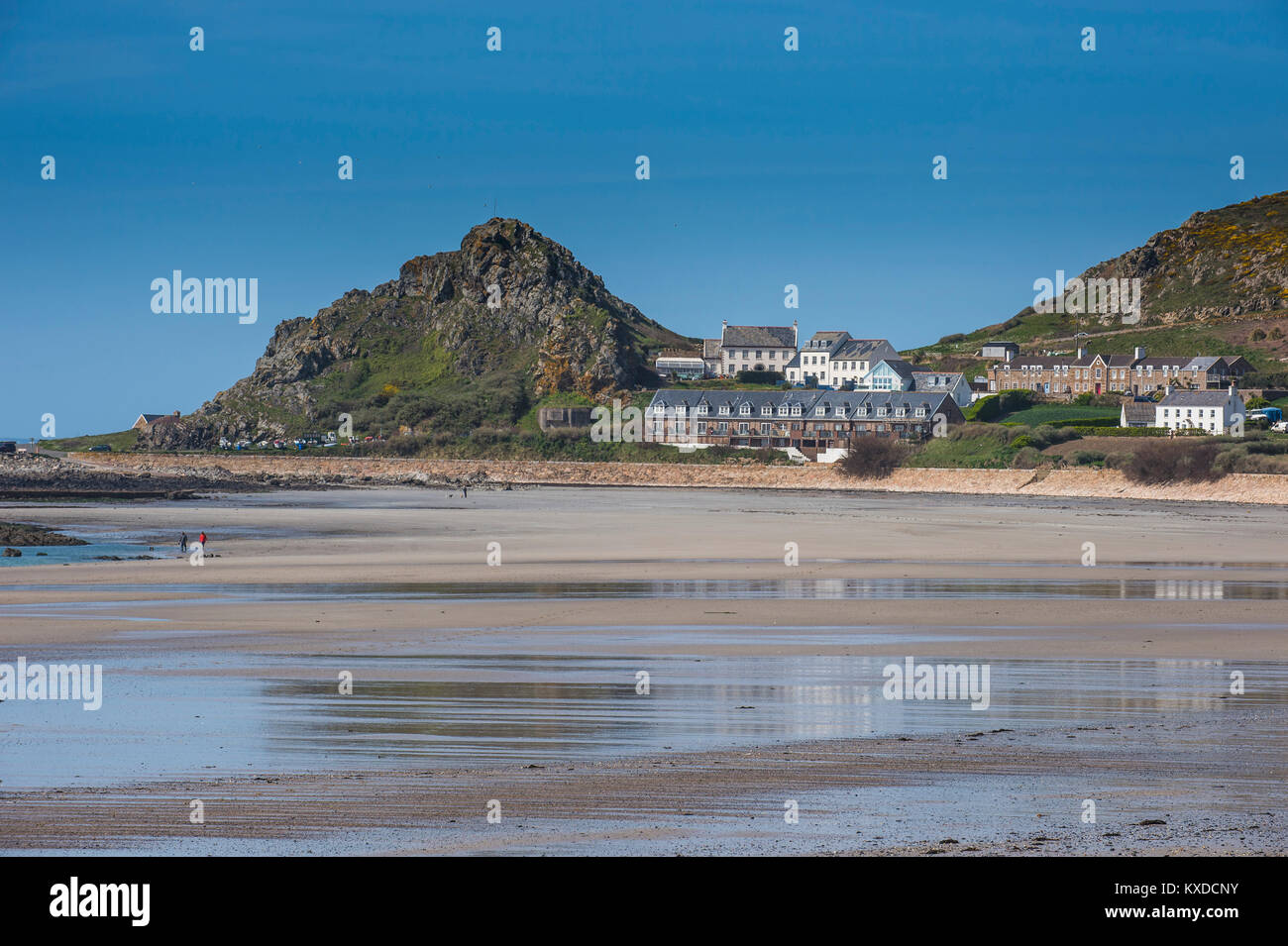 Overlook over St Ouen´s bay at low tide,Jersey,Channel Islands,United kingdom Stock Photo