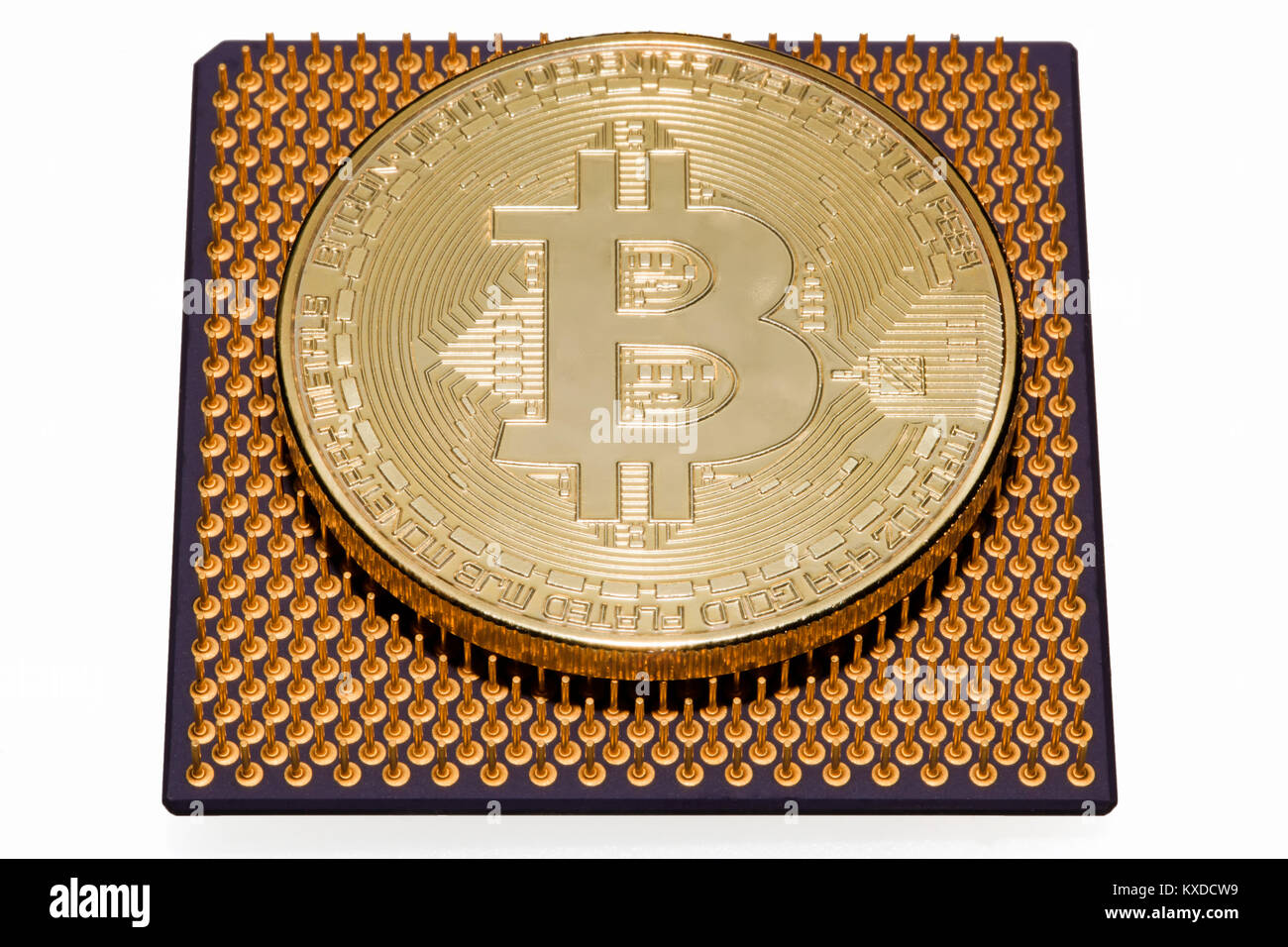 Bitcoin is on a processor Stock Photo