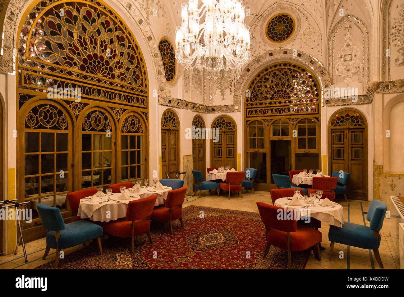 Khan-e Amerinha,one of Kashan's traditional houses,now turned into the luxury Saraye Amerinha Boutique Hotel,Kashan,Iran Stock Photo