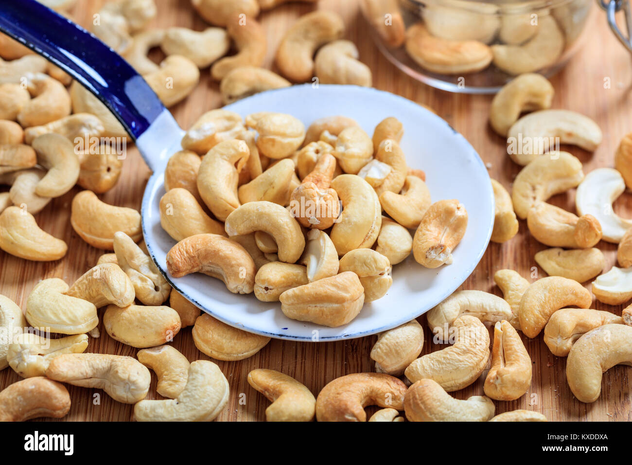 Cashews and an old ladle Stock Photo