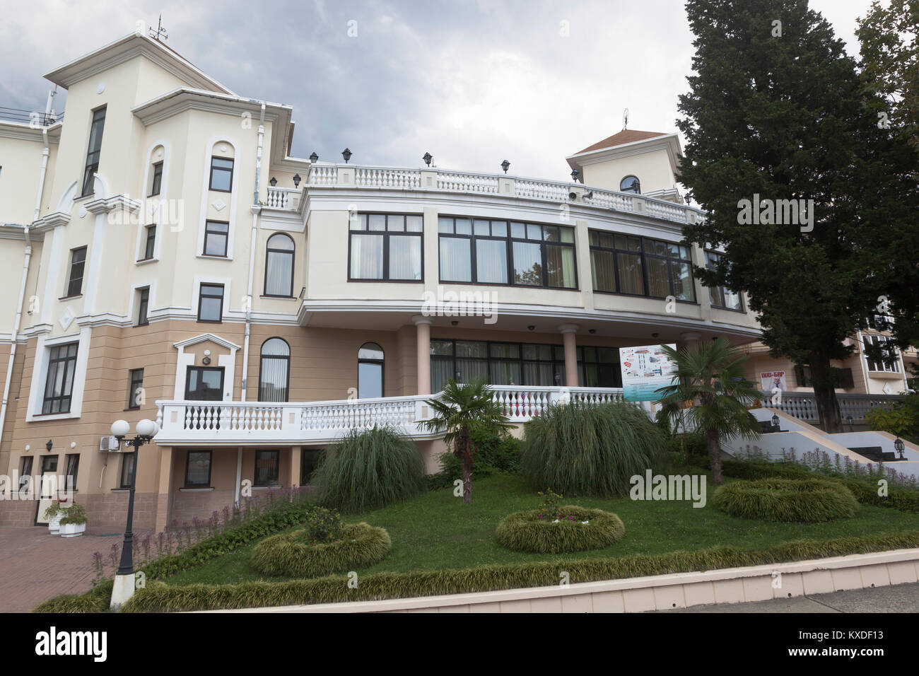 Dederkoy, Tuapse district, Krasnodar region, Russia - 14 July 2013: Administrative building of the hotel Green Guy Stock Photo