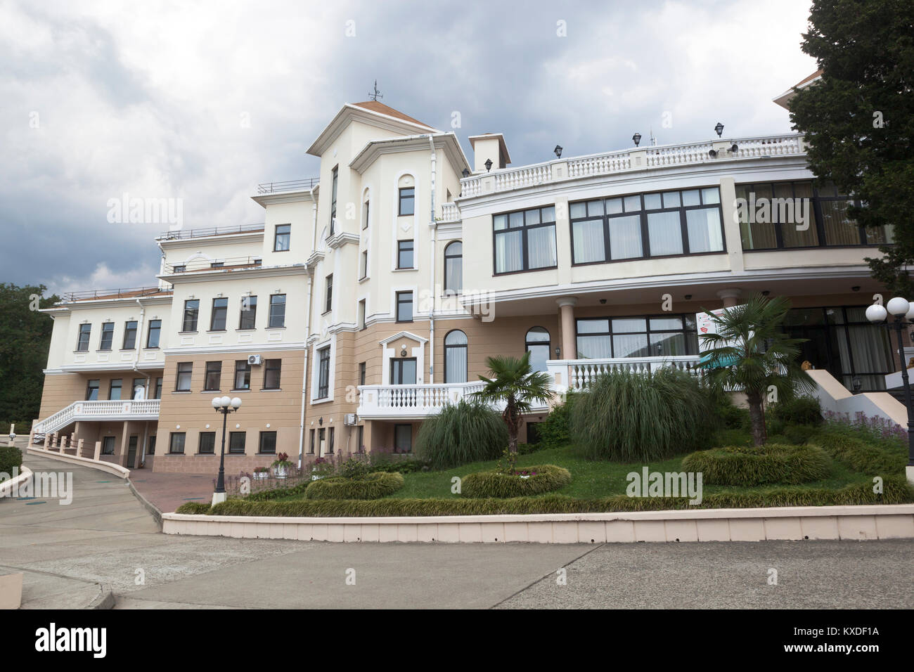 Dederkoy, Tuapse district, Krasnodar region, Russia - 14 July 2013: The administrative building of the hotel Green Guy Stock Photo