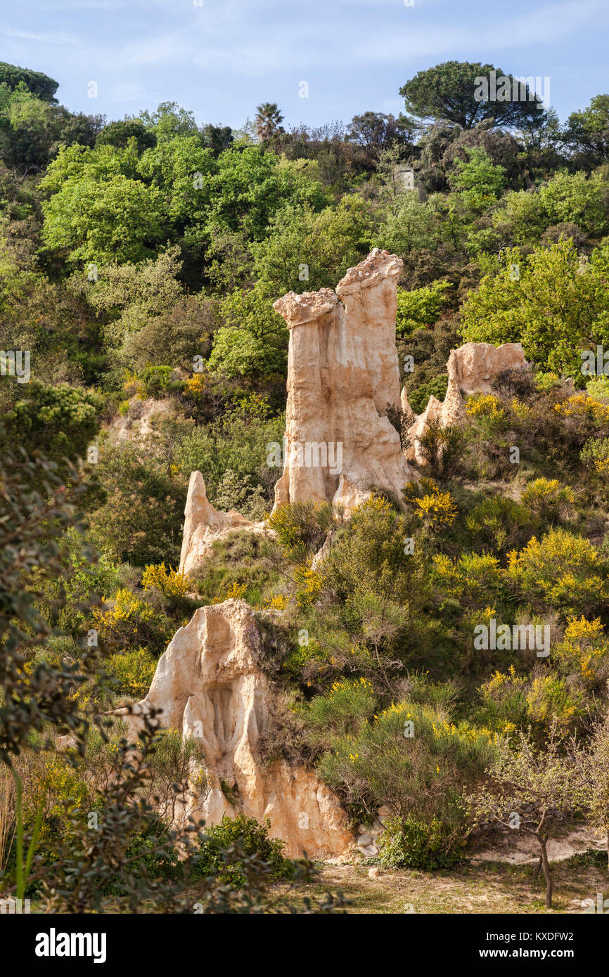 Les Orgues d'Ille sur Tet, Languedoc-Roussillon, Pyrenees-Orientales, France. Stock Photo