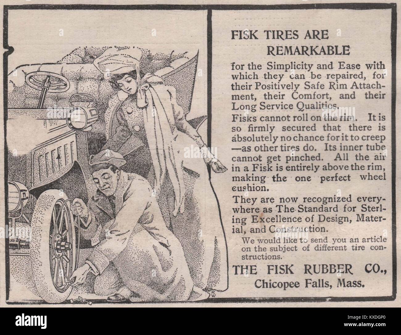 'Fisk Tires are Remarkable' -The Fisk Rubber Co., Chicopee Falls, Mass Stock Photo
