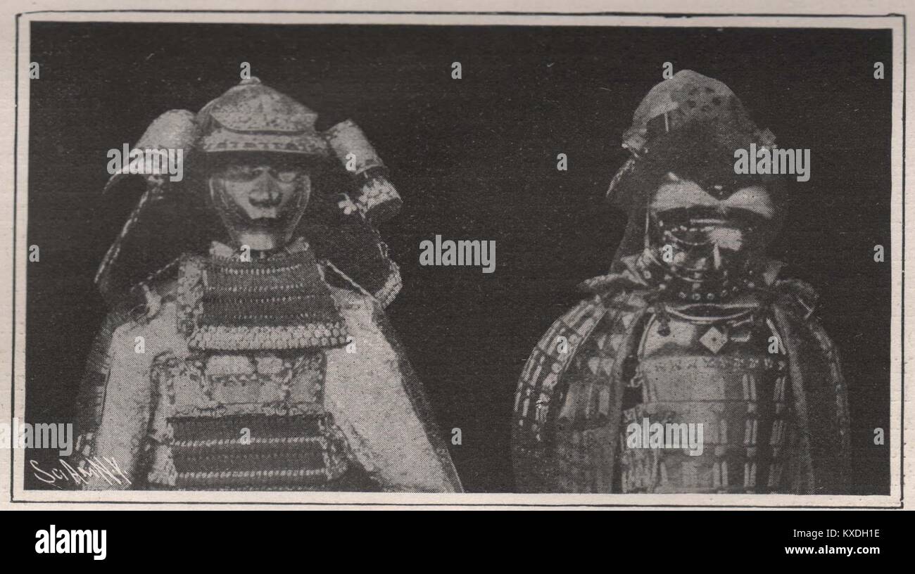 Feudal Japanese Masks for Terrifying an Enemy Stock Photo