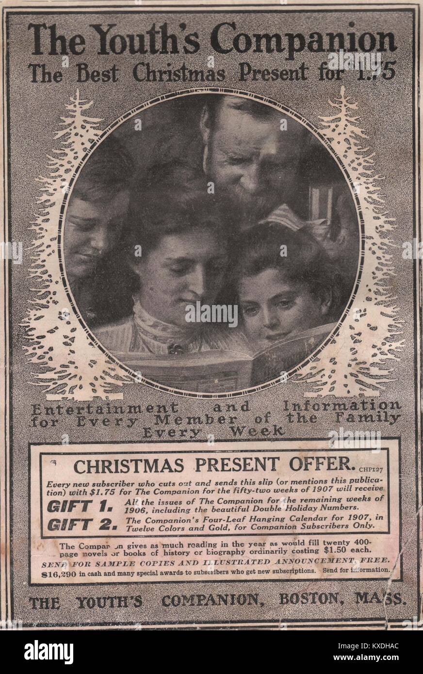 'The Youth's Companion the best Christmas Present for $1.75, Entertainment and Information for every member of the family every… Stock Photo