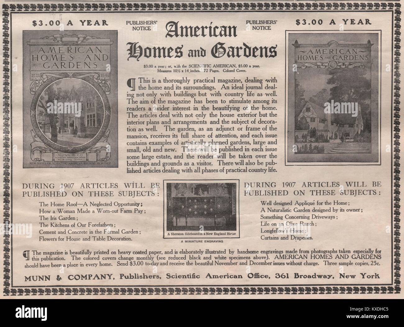 'American Homes and Gardens' - Munn & Company, Publishers, 361 Broadway, New York Stock Photo