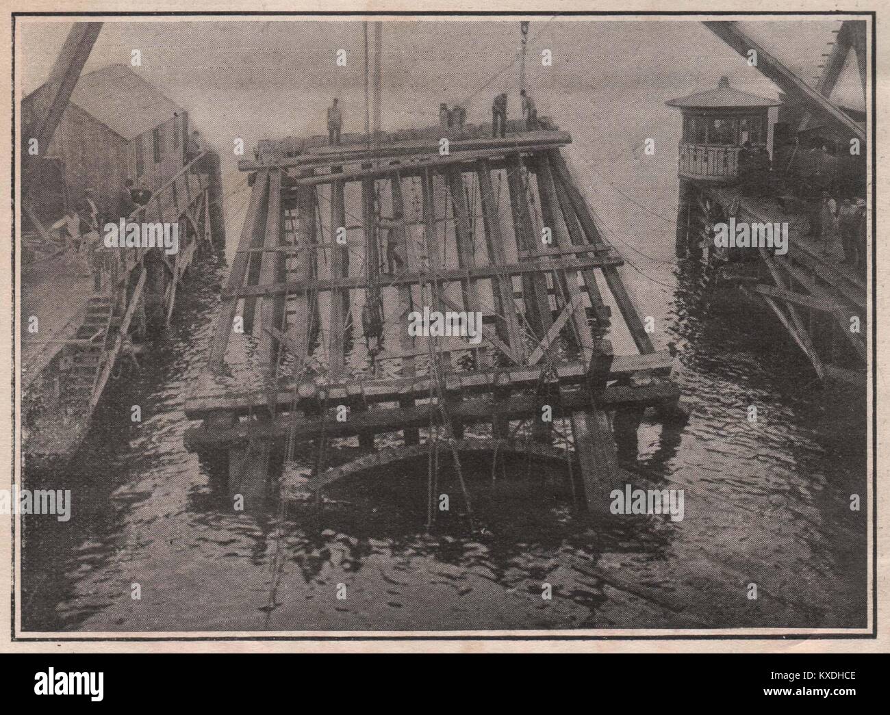 The Sunken Caisson after the first Stage of Righting Stock Photo - Alamy