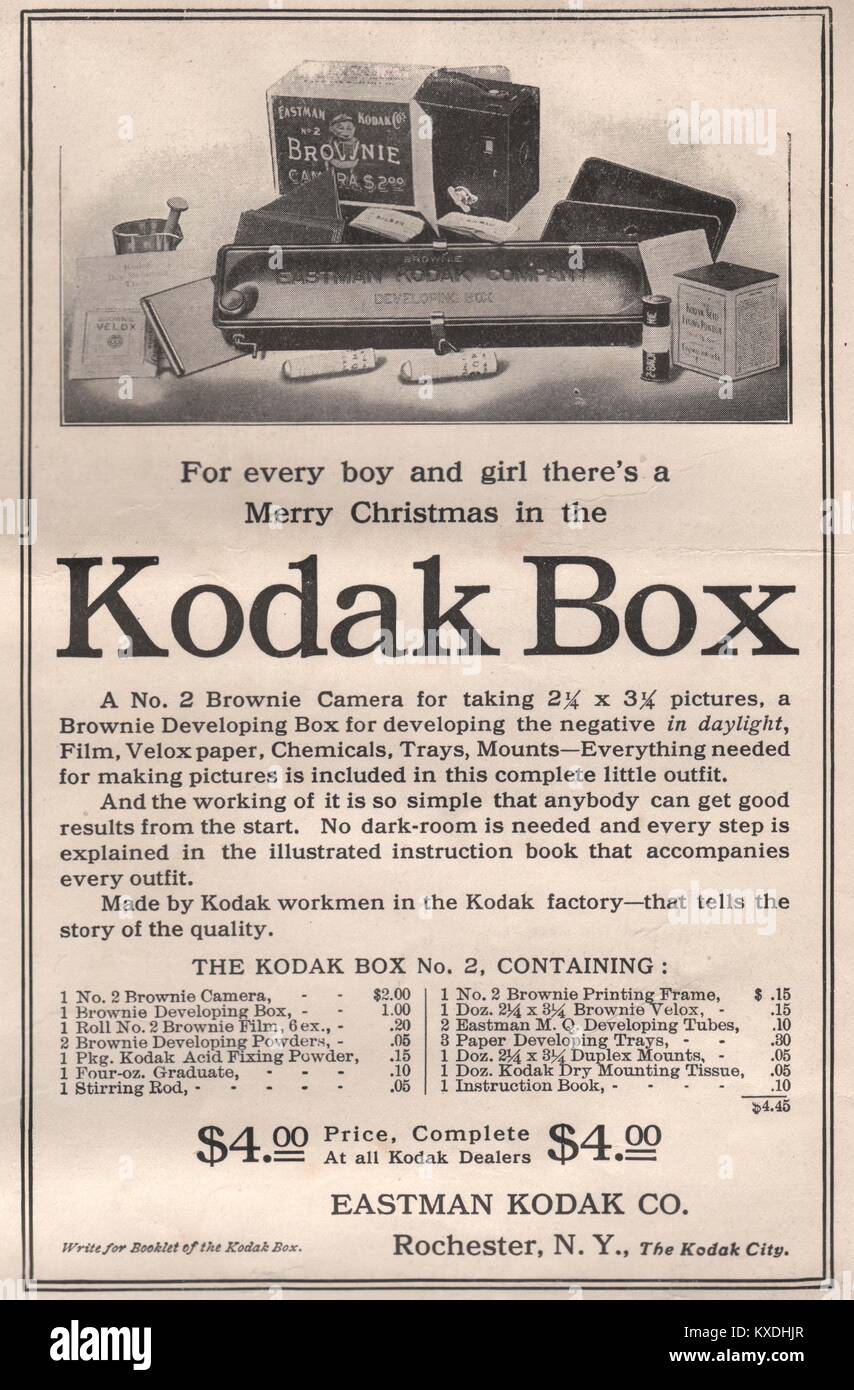 For every boy and girl there's a Merry Christmas in the 'Kodak Box' - Eastman Kodak Co. Rochester, N.Y., The Kodak City Stock Photo