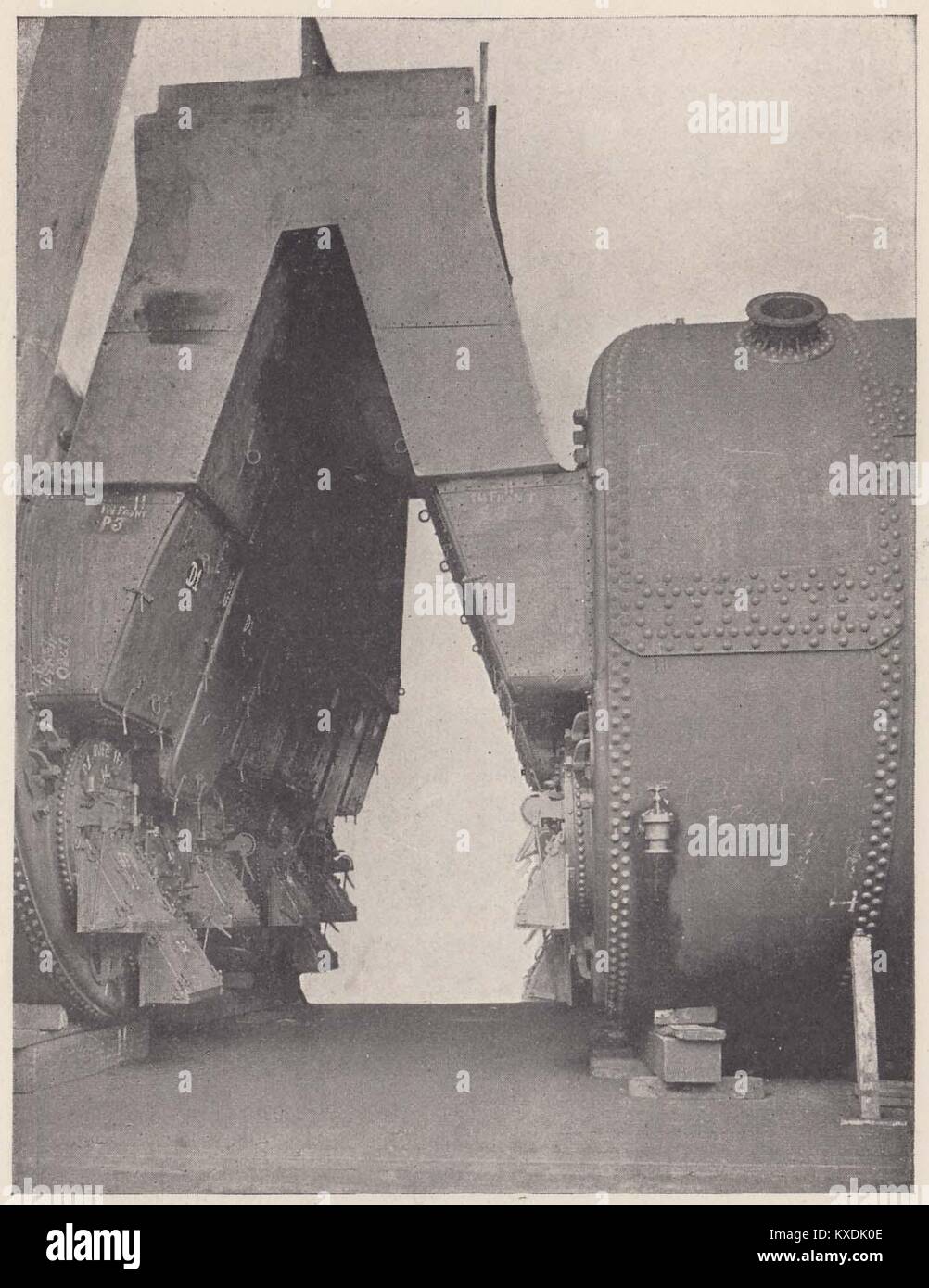 Boilers of the Maine - The photograph was taken with al view to showing the up-takes which are clearly outlined Stock Photo